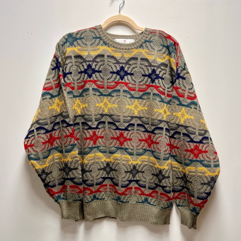 Vintage Obermeyer Aztec Winter Knit Wool Blend Ski Sweater
